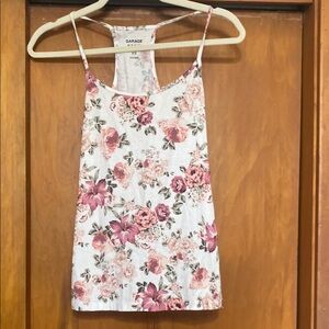 Garage | NWOT Feminine Floral Cream Pink Tank Top Camisole Flirty Summer - M